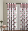 White Floral Cotton 7 Ft Semisheer Eyelet Door Curtain