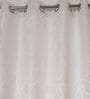 White Floral Silk 5 Ft Light Filtering Eyelet Window Curtain