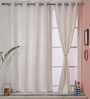 White Floral Silk 5 Ft Light Filtering Eyelet Window Curtain