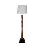Shiny White Cotton Shade Club Floor Lamp With Mango wood Base