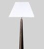 Novara White Cotton Shade Club Floor Lamp With Mango wood Base