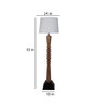 Shiny White Cotton Shade Club Floor Lamp With Mango wood Base