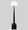 Novara White Cotton Shade Club Floor Lamp With Mango wood Base