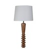Shiny White Cotton Shade Club Floor Lamp With Mango wood Base