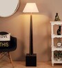 Novara White Cotton Shade Club Floor Lamp With Mango wood Base