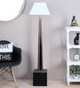Novara White Cotton Shade Club Floor Lamp With Mango wood Base