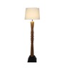 Shiny White Cotton Shade Club Floor Lamp With Mango wood Base