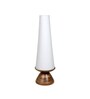White Cotton Shade Torchiere Floor Lamp With Wood & Metal Base