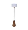 Metz White Cotton Shade Club Floor Lamp With Wood & Metal Base