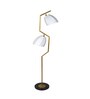 White Cotton Shade Novelty Floor Lamp With Wood & Metal Base
