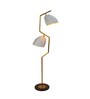 White Cotton Shade Novelty Floor Lamp With Wood & Metal Base