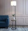 Voila White Fabric Shade Shelf Floor Lamp With Metal Base