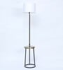 Voila White Fabric Shade Shelf Floor Lamp With Metal Base