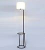 Voila White Fabric Shade Shelf Floor Lamp With Metal Base