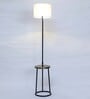 Voila White Fabric Shade Shelf Floor Lamp With Metal Base