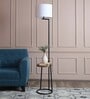 Voila White Fabric Shade Shelf Floor Lamp With Metal Base