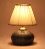 White Shade Table Lamp With Terracotta Base