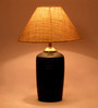 Bastian White Natural Fiber Shade Night Lamp With Teracotta Base