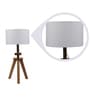 Margaux White Fabric Shade Night Lamp With Mango wood Base