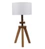 Margaux White Fabric Shade Night Lamp With Mango wood Base