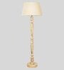 Beige Shade Floor Lamp With Wood Base