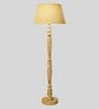 Beige Shade Floor Lamp With Wood Base