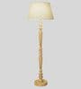 White Shade Floor Lamp With Wood Base