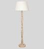 White Shade Floor Lamp With Wood Base