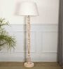 White Shade Floor Lamp With Wood Base
