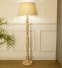 Beige Shade Floor Lamp With Wood Base