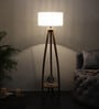 Ronan White Iron Shade Shelf Floor Lamp With Wood Base