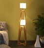 Bastian White Iron Shade Novelty Floor Lamp With Wood Base