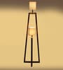 Bastian White Iron Shade Novelty Floor Lamp With Wood Base