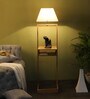 Damsel White Iron Shade Club Floor Lamp With Wood Base