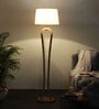 Gerard White Iron Shade Club Floor Lamp With Wood Base