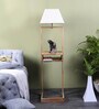 Damsel White Iron Shade Club Floor Lamp With Wood Base