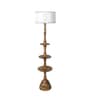 Bow White Iron Shade Club Floor Lamp With Wood Base