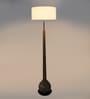 Charlotte White Iron Shade Club Floor Lamp With Wood Base