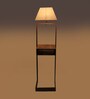 Damsel White Iron Shade Club Floor Lamp With Wood Base