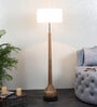 Voila White Iron Shade Club Floor Lamp With Wood Base