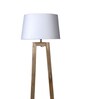 Triune White Iron Shade Club Floor Lamp With Wood Base