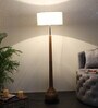 Charlotte White Iron Shade Club Floor Lamp With Wood Base
