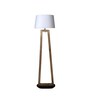 Triune White Iron Shade Club Floor Lamp With Wood Base