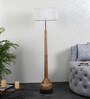 Voila White Iron Shade Club Floor Lamp With Wood Base