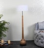 Charlotte White Iron Shade Club Floor Lamp With Wood Base