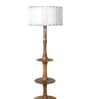Bow White Iron Shade Club Floor Lamp With Wood Base