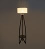 Ronan White Iron Shade Shelf Floor Lamp With Wood Base