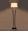 Gerard White Iron Shade Club Floor Lamp With Wood Base