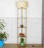 White Shade Shelf Floor Lamp With Metal Base