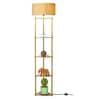 White Shade Shelf Floor Lamp With Metal Base